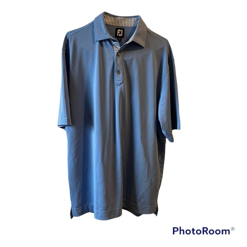 Footjoy FJ Men's Blue Short Sleeve Stretch Golf Polo Shirt Size: L Large